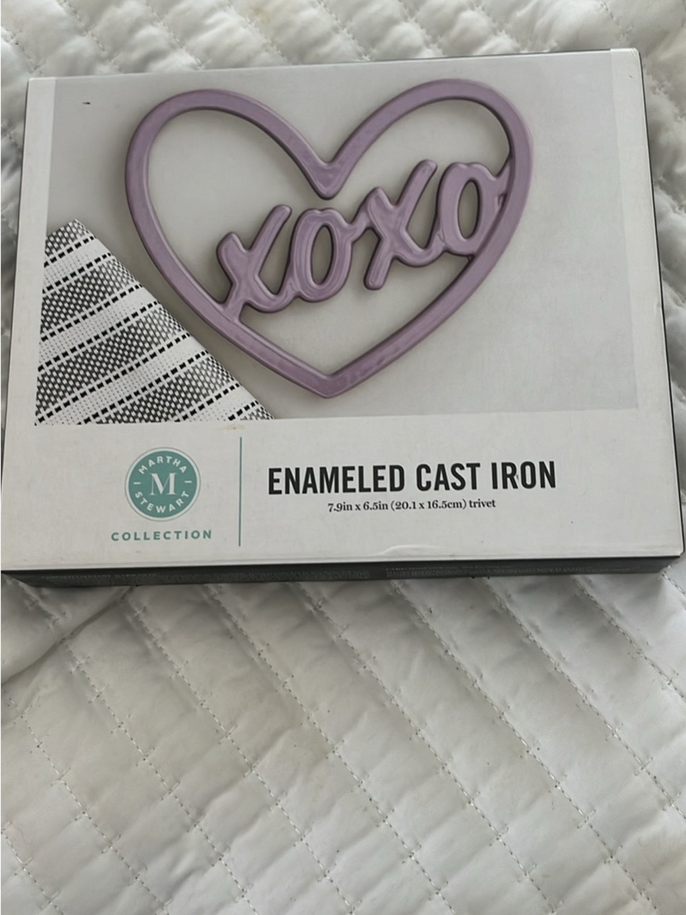 Martha Stewart Collection Lavender "XOXO" Enameled Cast Iron Trivet